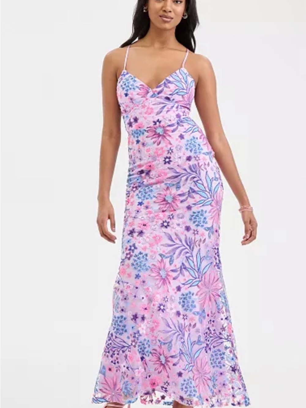 City Studios Pink Floral Slip Maxi Dress